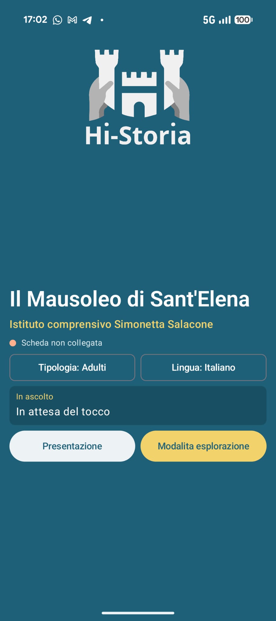 Schermata principale del player Hi-Storia Go