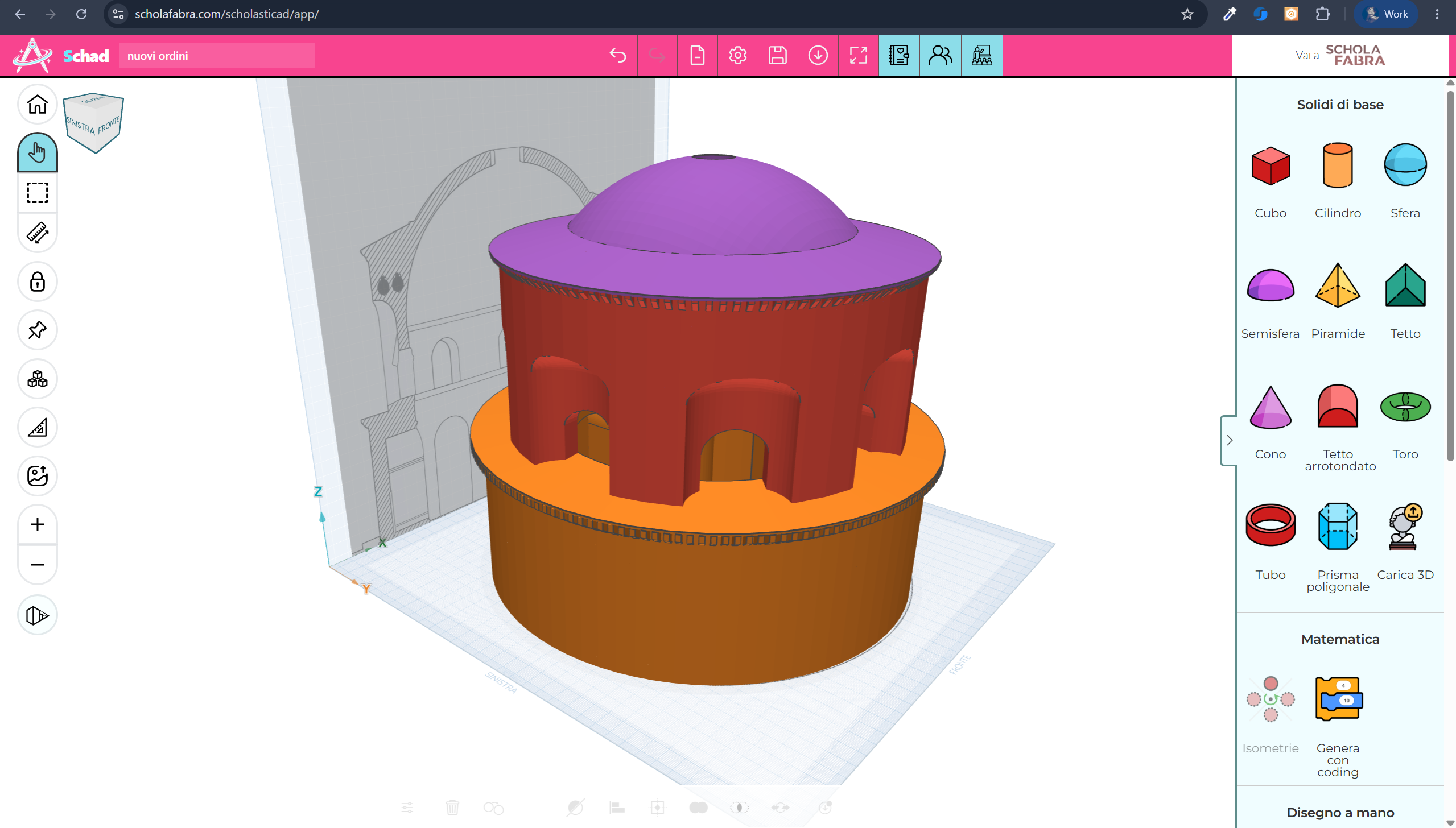 Il modello 3D del Mausoleo di Sant’Elena aperto in ScholastiCAD